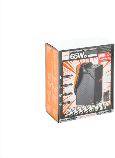 Moxom MX-PB186 Power Bank 30000mAh 65W με 2 Θύρες USB-A και 2 Θύρες USB-C Power Delivery / Quick Charge 3.0 Μαύρο