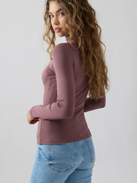 Fimelle Fimelle Women's Long Sleeve Turtleneck T-Shirt Coffee
