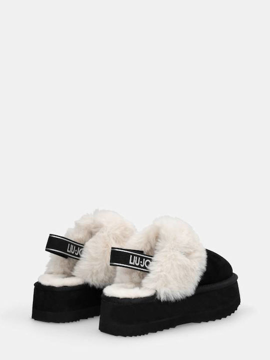 Jane Wildleder Hausschuhe Damen Pantoffeln Schwarz
