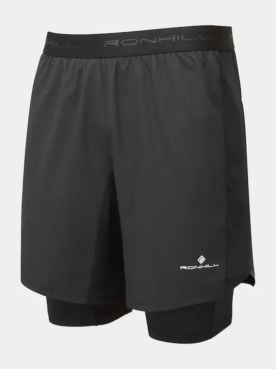 Twin 2 in 1 Sports Men's Shorts All Black Black