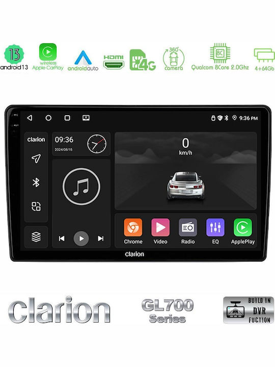 Clarion Car Audio System Hummer H3 2005-2009 (Bluetooth/USB/WiFi/GPS/Apple-Carplay/Android-Auto) with Touch Screen 9"