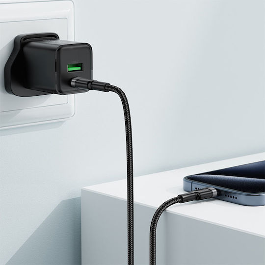 Acefast USB 2.0 Cable USB-C male - USB-C 60W Μαύρο 1.2m