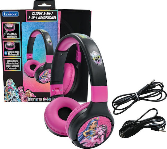 Lexibook Monster High Wireless / Wired On Ear Headphones Pink