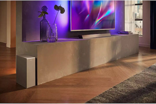 Philips TAB8505 Soundbar 2.1 Bluetooth, HDMI και Wi-Fi 200W με Ασύρματο Subwoofer και Τηλεχειριστήριο Ασημί