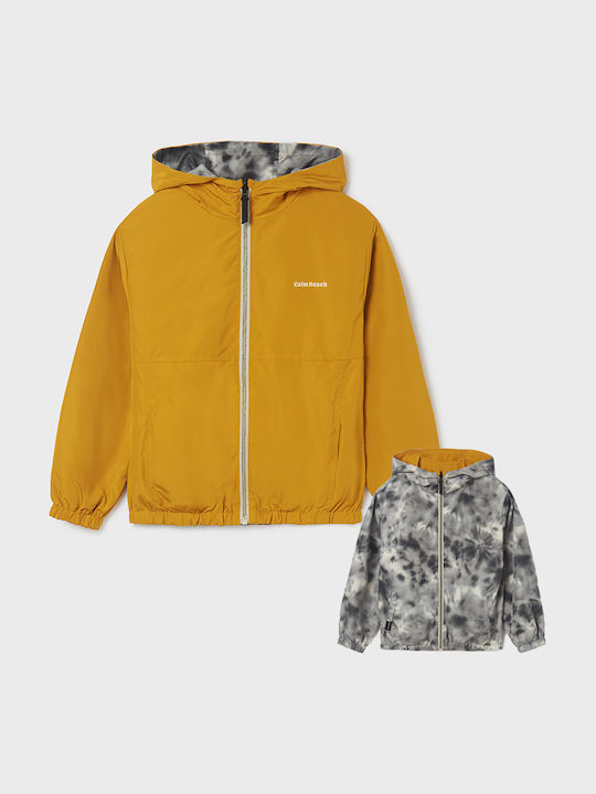 Kids' Casual Jacket Short Windproof Double Sided with Hood Yellow