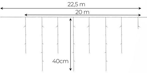 500 Lights LED 22.5m. Warm White type Rain 1pcs