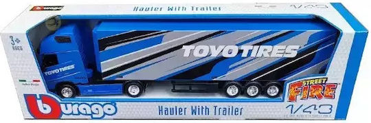 Bburago Hauler Truck With Trailer Car Volvo FH16 Toyo Edition Blue 1:43 For 3+ Years