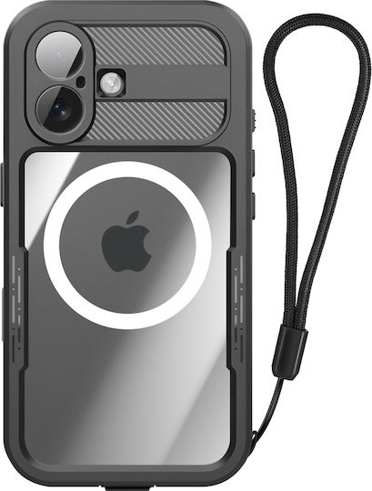 Shellbox Full Waterproof Case iPhone 17 Magsafe Shockproof Hand Strap Black