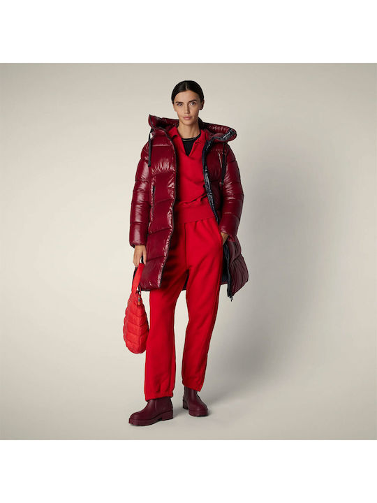 Γυναικείο Puffer Μπουφάν για Χειμώνα Wine Red