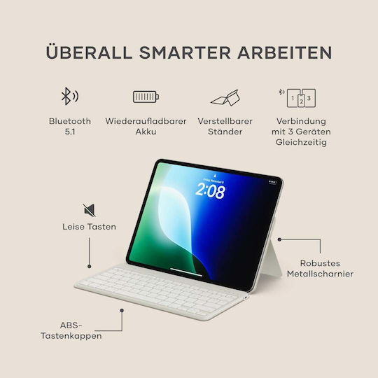 Satechi Kabellos Bluetooth Nur Tastatur für Tablet Englisch US Beige