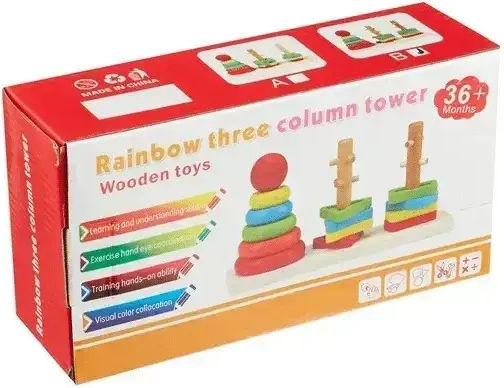 Marionette Wooden Toys Jucărie de Sortare a Formelor Forme Geometrice Și Culori din Lemn pentru 12++ Luni