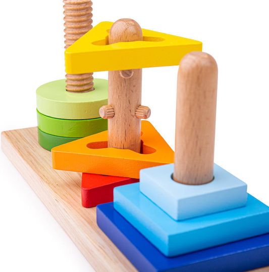 Big Jigs Παιχνίδι Ταξινόμησης Σχημάτων 3 Geometric Shapes από Ξύλο για 24+ Μηνών