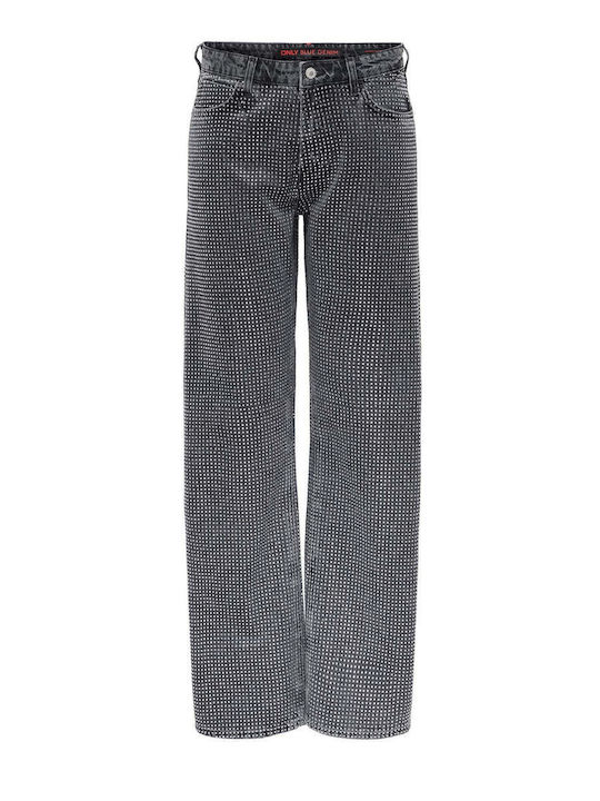Wide High Rise Women's Jean Pants in Regular Fit Gray