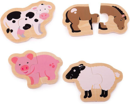 Lemnos Puzzle pentru Copii cu Îmbinări Ferma pentru 1+ Ani 8buc Big Jigs