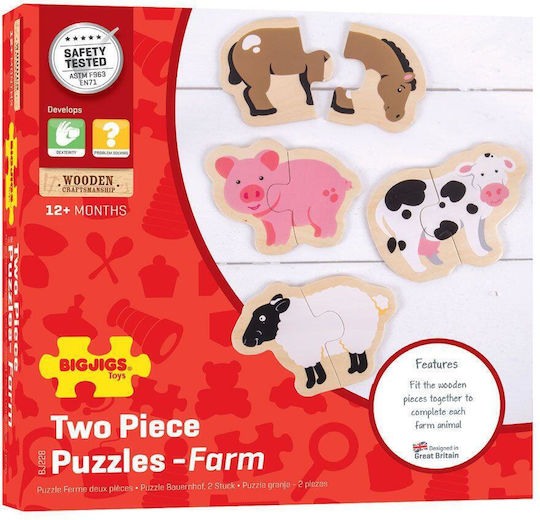 Lemnos Puzzle pentru Copii cu Îmbinări Ferma pentru 1+ Ani 8buc Big Jigs