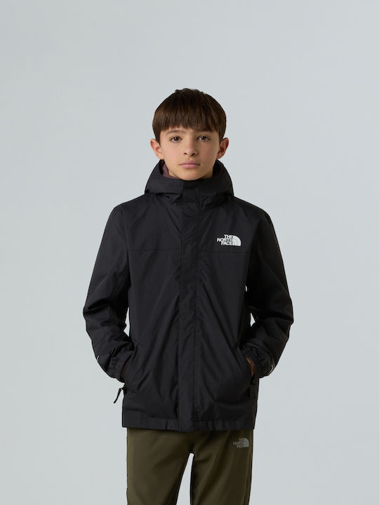 Antora Waterproof Kids Sports Short Jacket with Lining & Hood Black