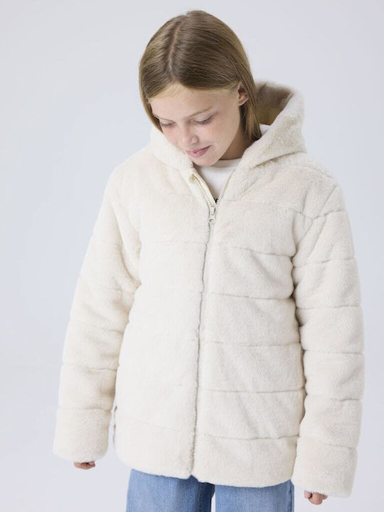 Kinderpelz mit Kapuze Beige