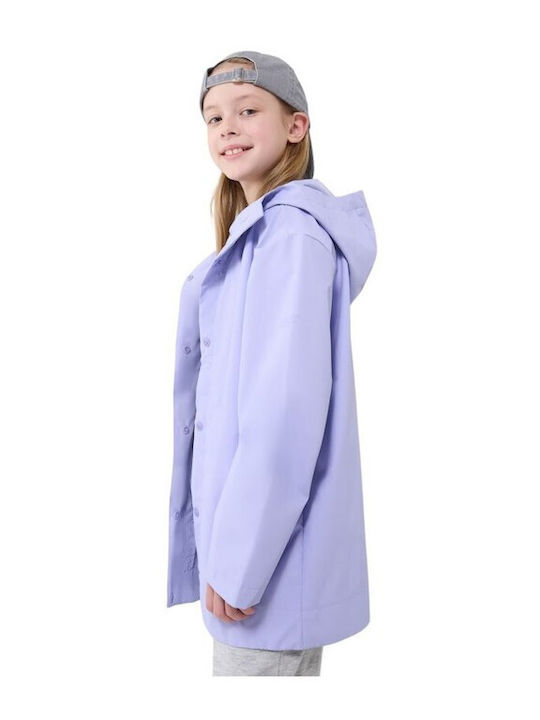 Waterproof Kids' Casual Jacket Long with Hood Purple