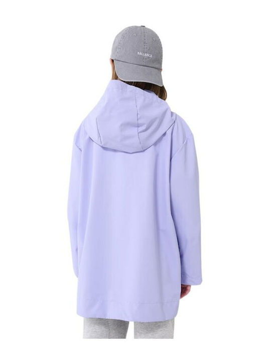 Waterproof Kids' Casual Jacket Long with Hood Purple