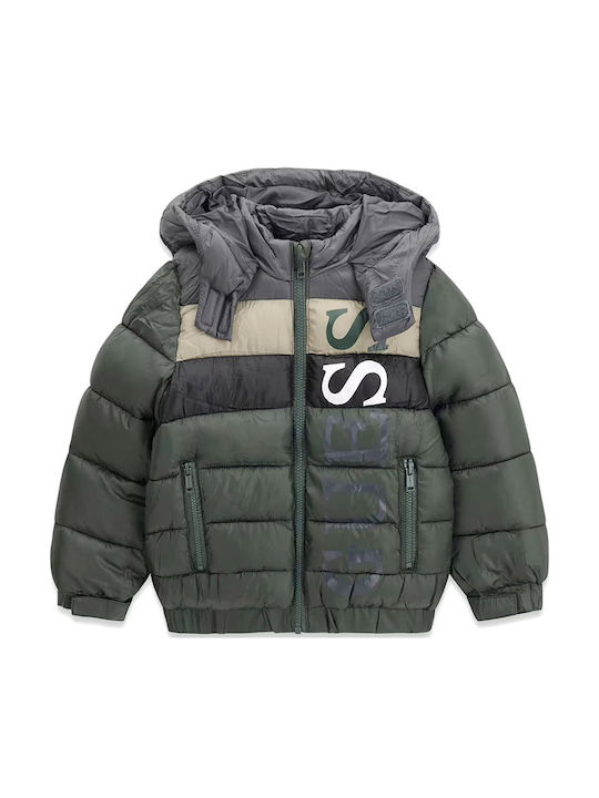 Kids' Quilted Jacket with Hood Khaki
