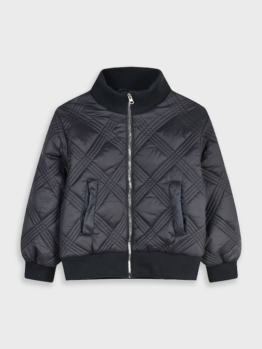 Kids Quilted Short Black Jacket