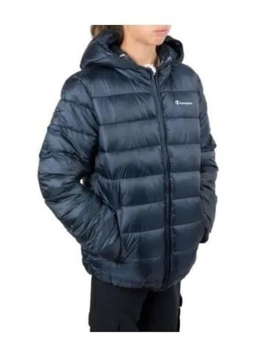 Kinder Steppjacke Kurz mit Kapuze Blau