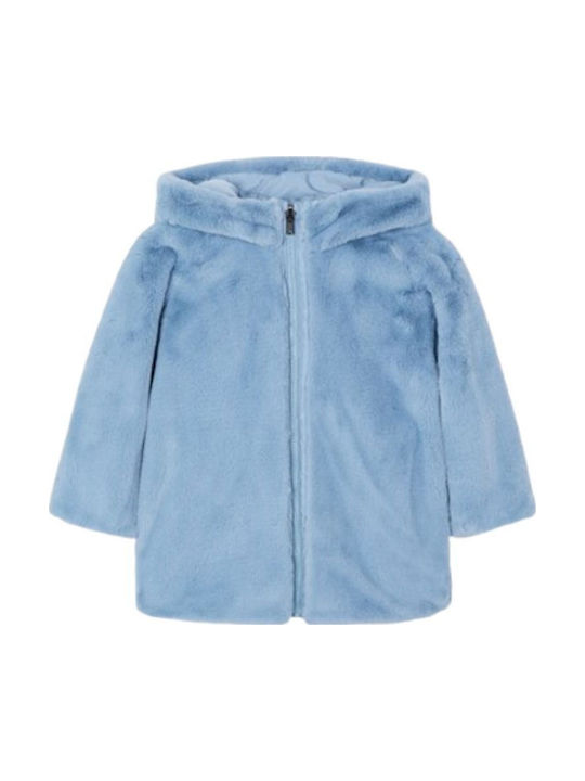Ecofriends Kids Quilted Short Coat with Hood Light Blue