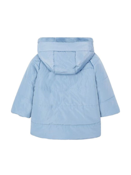 Ecofriends Kids Quilted Short Coat with Hood Light Blue