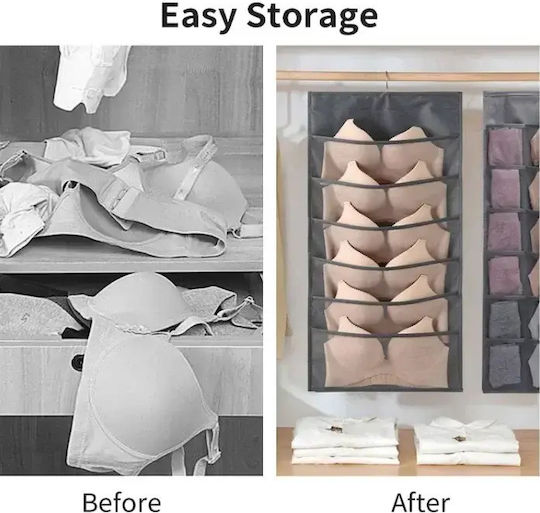 Tpster Fabric Hanging Storage Case for Underwear / Belts in Gray Color 40x78cm 1pcs