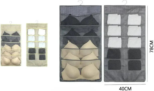 Tpster Fabric Hanging Storage Case for Underwear / Belts in Gray Color 40x78cm 1pcs