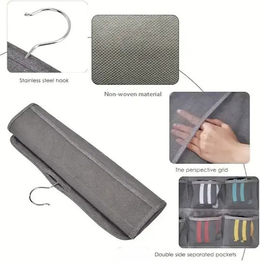 Tpster Fabric Hanging Storage Case for Underwear / Belts in Gray Color 40x78cm 1pcs
