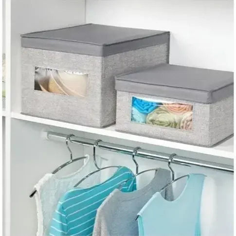 Tpster Fabric Storage Box For Clothes in Beige Color 25x35x16cm 1pcs