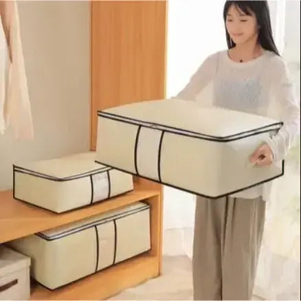 Tpster Fabric Storage Case For Clothes in Beige Color 45x30x20cm 1pcs