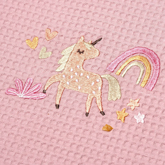 Adam Home Blanket Cot Unicorn Waffle Pink 110x140cm