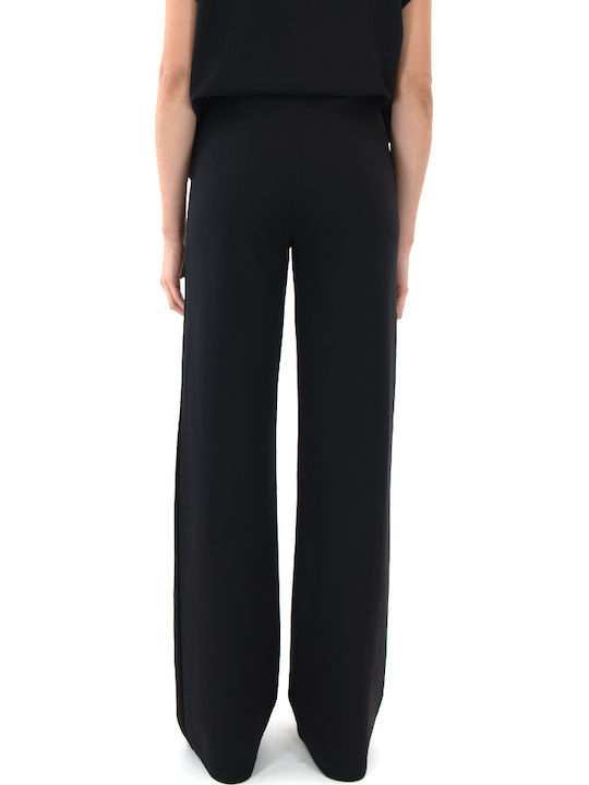 Zoya Pants Femeiesc Talie înaltă Tesatura Pantaloni cu Elastic Drept Black