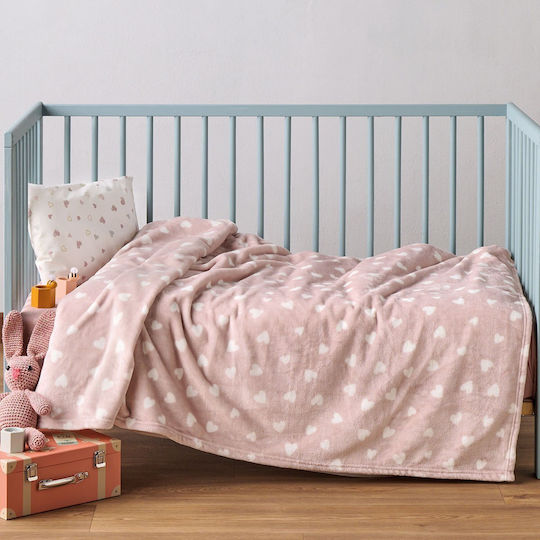 Kentia Κουβέρτα Κούνιας Amar Fleece Ροζ 100x140εκ.