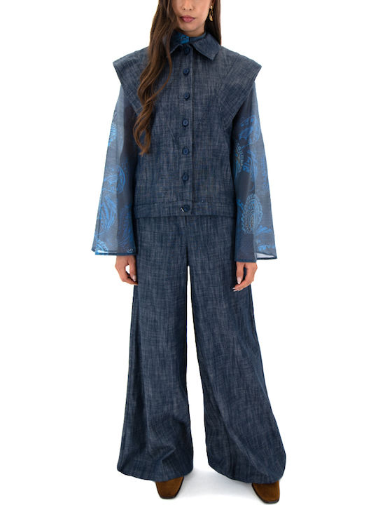 Women's Denim Sleeveless Shirt Blue