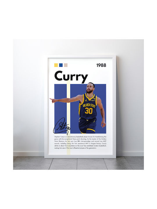 Poster Nba Greatness Series Steph Curry Snk195 21cm X 30cm Λευκή Ξύλινη Κορνίζα