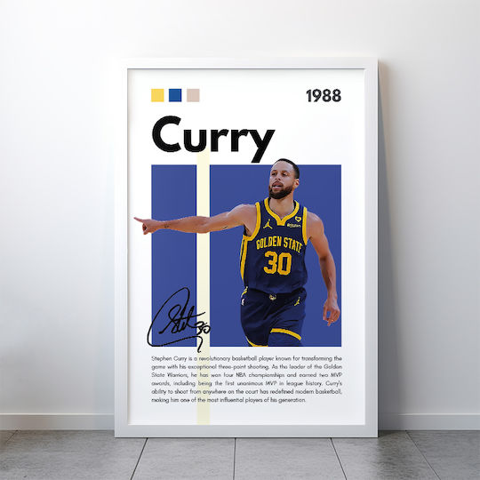Poster Nba Greatness Series Steph Curry Snk195 21cm X 30cm Λευκή Ξύλινη Κορνίζα