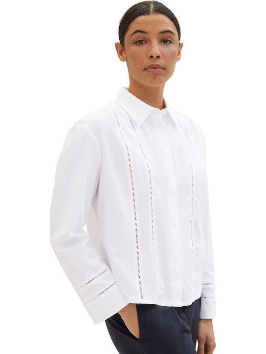 Langärmelig Damen Hemd White