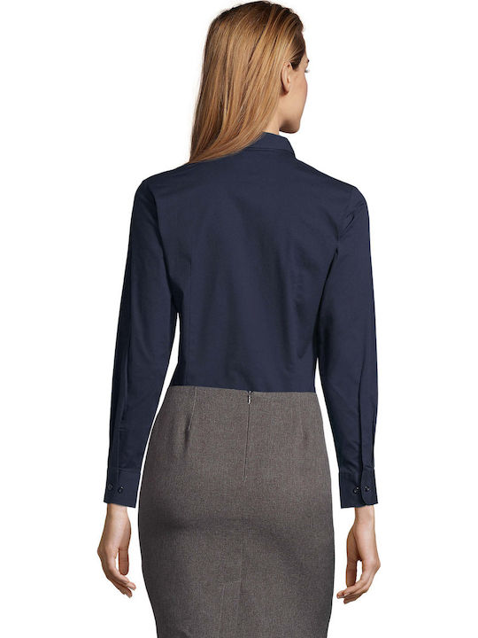 Eden Women's Monochrome Long Sleeve Shirt Navy Blue
