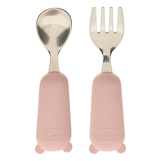 Baby Besteckset aus Metall Rosa 2 Stück
