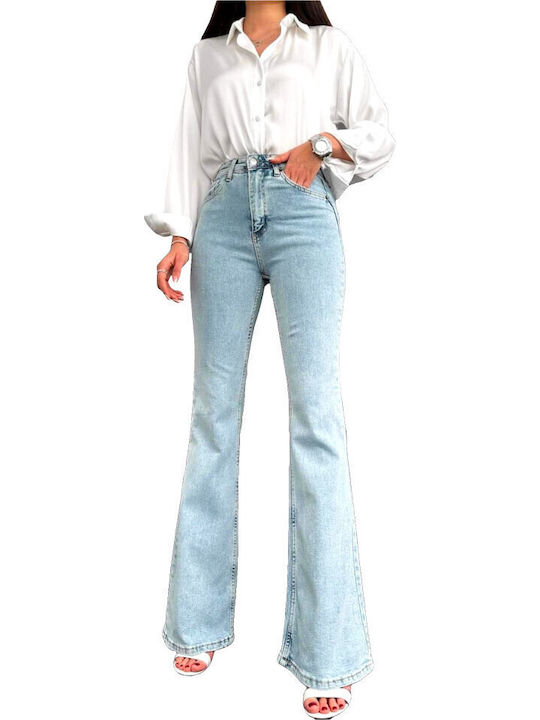 Hoch tailliert Damenjeans Schlaghose