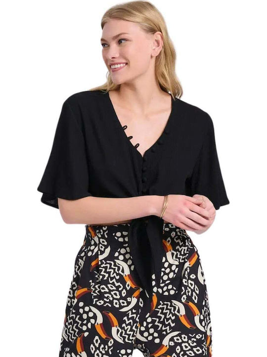Women's Monochrome Short Sleeve Shirt Black
