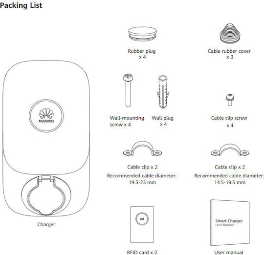 Huawei Smart Charger 7KS-S0 Wall Mounted Single Phase Charging Station 7kW Type 2