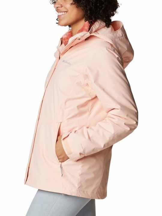 Bugaboo II Fleece Interchange 3 In 1 Women's Hiking Short Sports Jacket Waterproof for Winter with Detachable Hood Pink