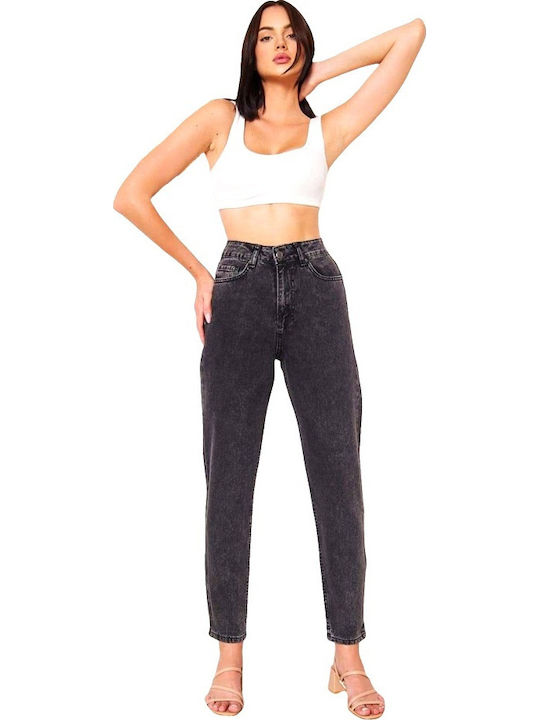 High Waist Women's Jean Trousers in Mom Fit Gray