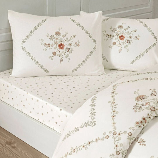 Tac Duvet Cover Set Cotton Double with 2 Pillowcases & 1 Sheet 200x220 Elira White