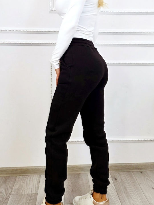 Dama Tesatura Pantaloni cu Elastic Negru