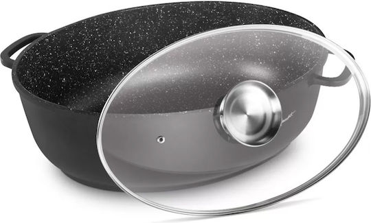 Lamart Oval Cast Iron Dutch Oven with Glass Lid 41.5x26.5cm 8L
